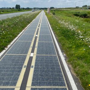 A cycle lane covered with solar panels